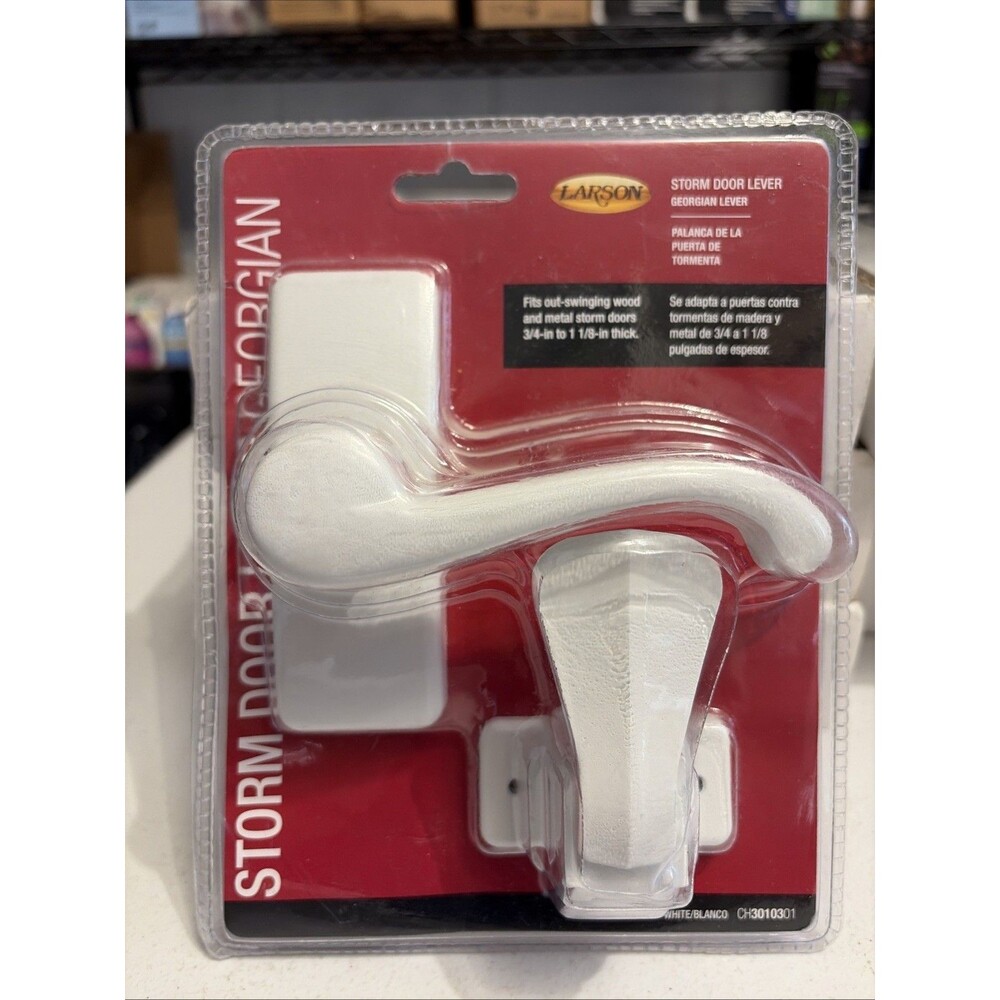 Larson Storm Door Lever Georgian Style Handle and Interior Latch White CH3010301